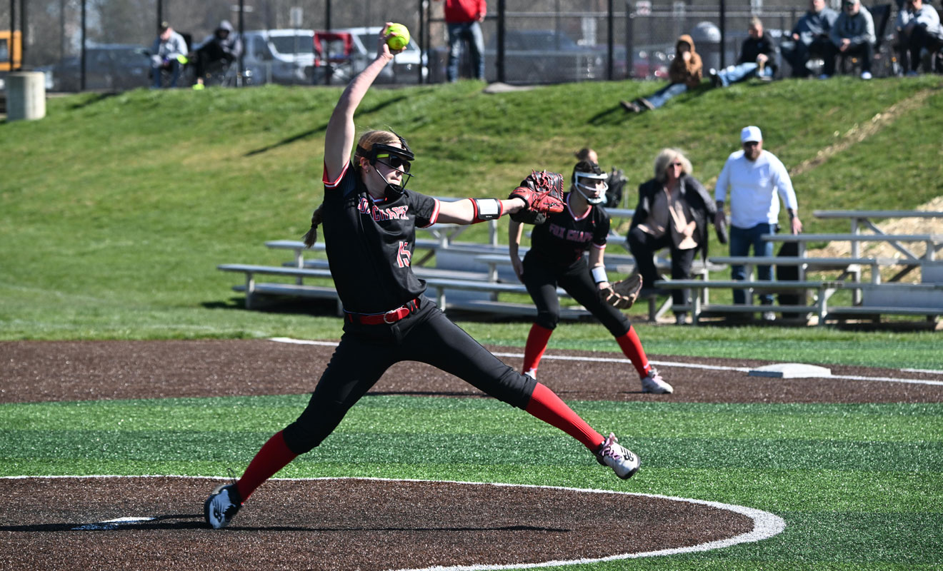 Softball pitcher in action