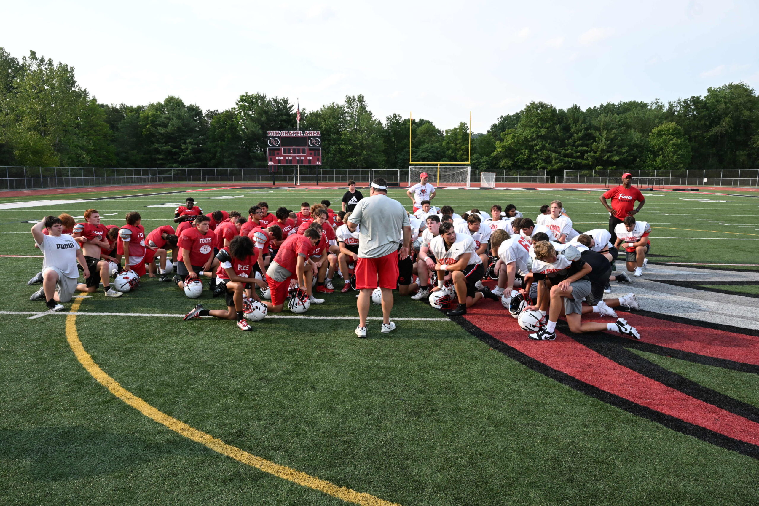 Football team with coach